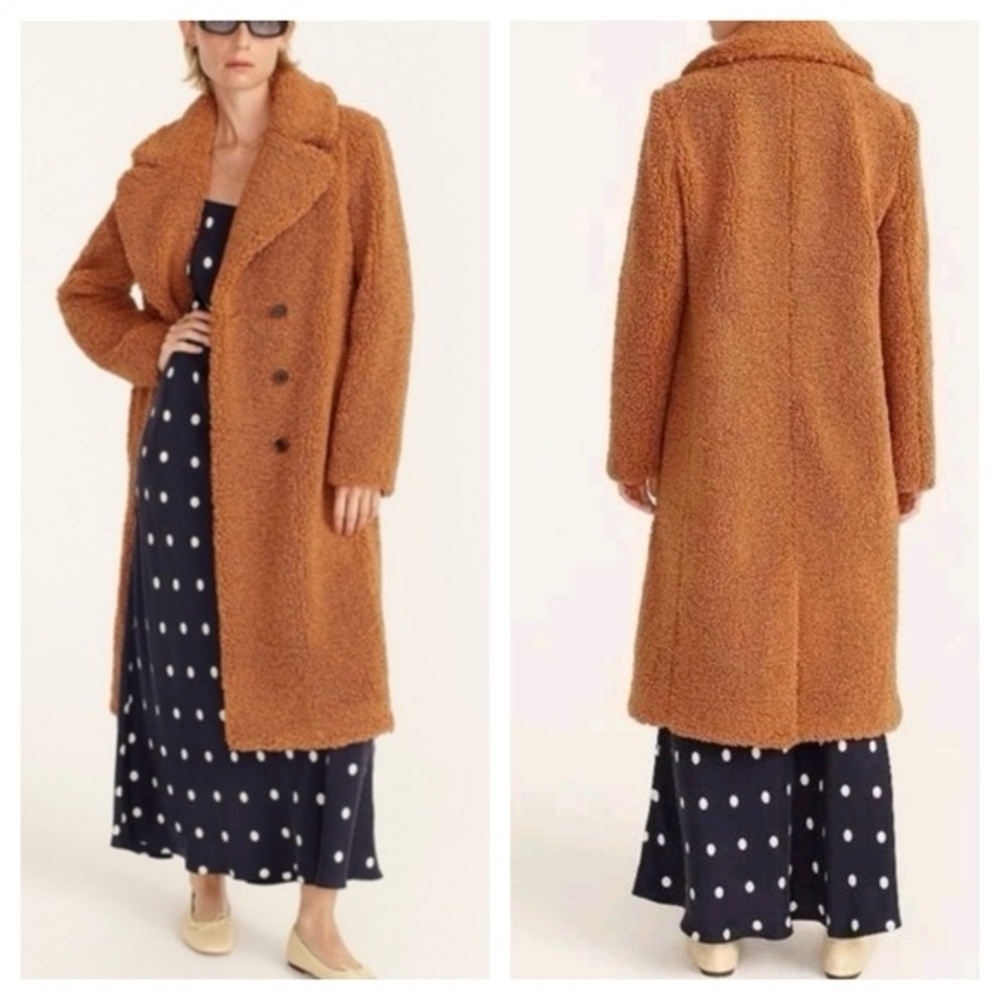 J crew double breasted Teddy coat adobe clay brown medium women